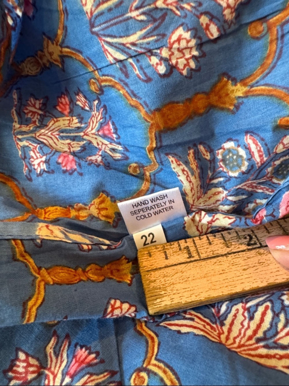Miss Madigan Blue Floral Button-Up dress, women size large - Picture 8 of 14